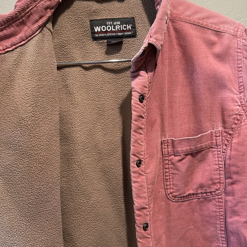 Woolrich Women's Dusty Rose Pink Fleece Lined Corduroy Snap Chore Barn Jacket - Picture 6 of 9
